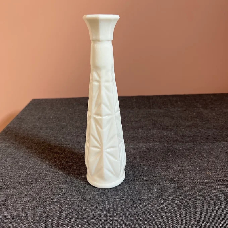 Starburst Milk Glass Vase 9 inch