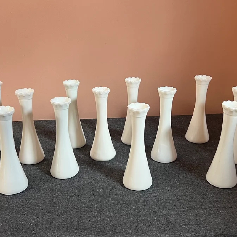 Scalloped Edge Milk Glass Vase