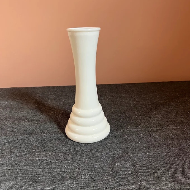 Beehive Milk Glass Vase 8 inch