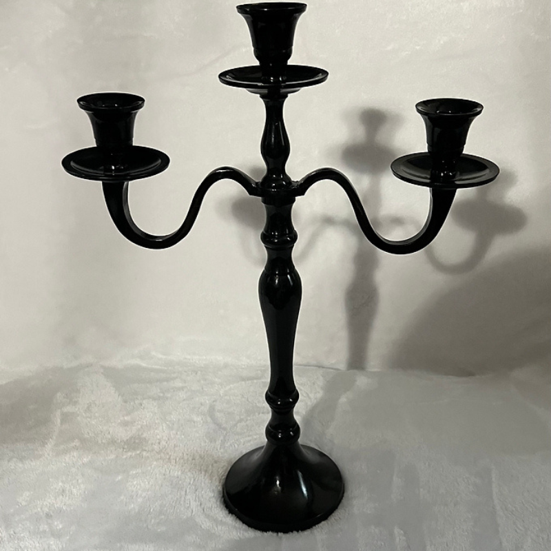 Vintage Black Candle Holder 3 Arm for Taper Candles