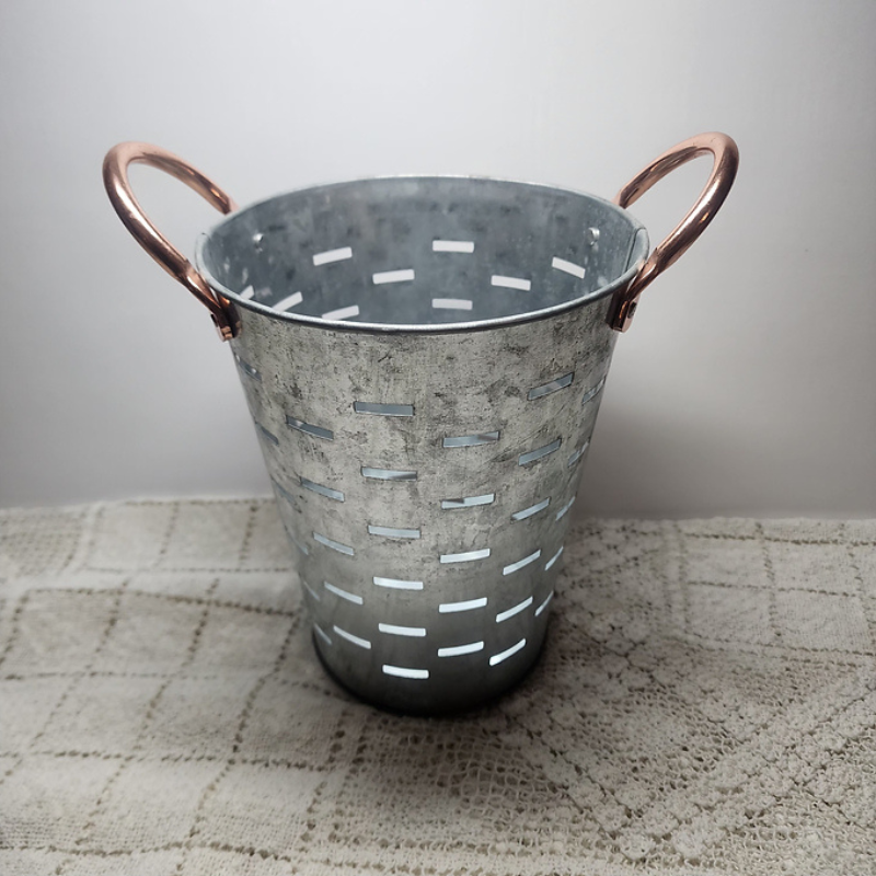 Vintage Olive Bucket with Copper Handles