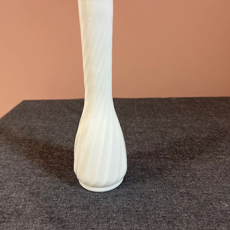 Spiral Milk Glass Vase 9 inch