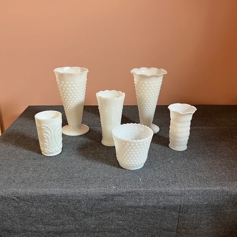 Lg Assorted Milk Glass Bases