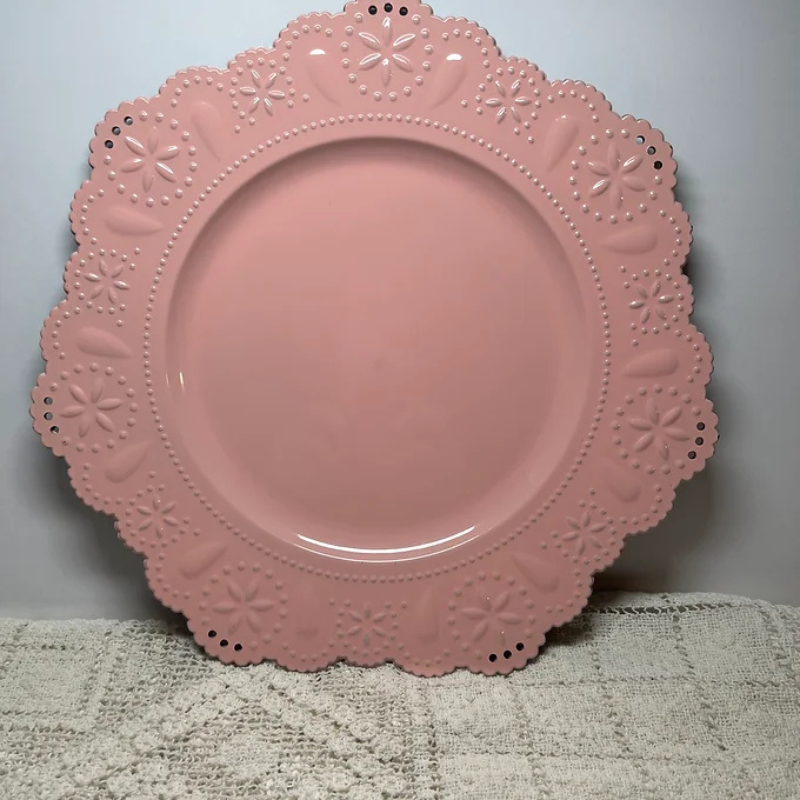 Blush Pink Eyelet Scalloped Chargers
