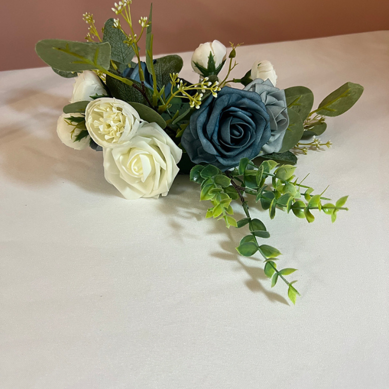 Blue and White Floral Centerpiece for Lanterns