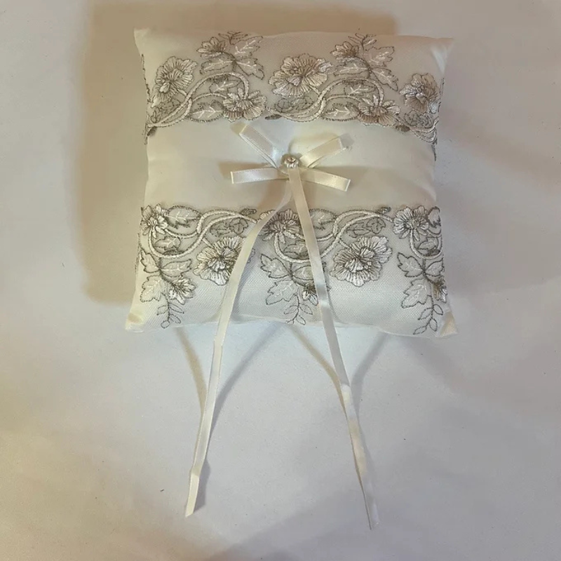 Ring Bearer Pillow Silver Lace 
