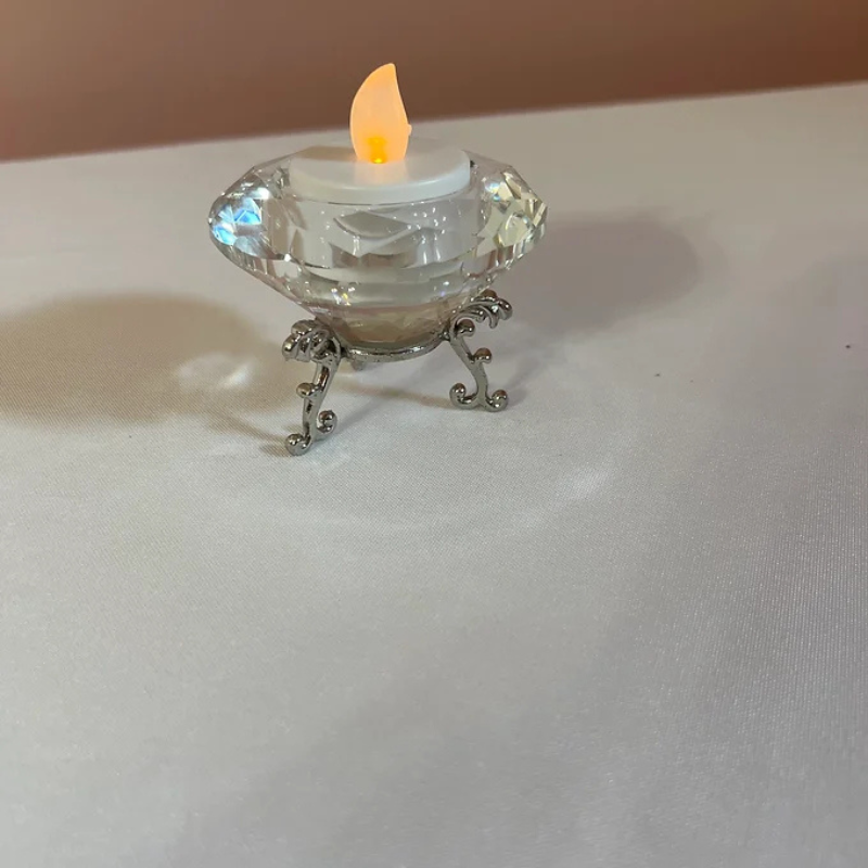 Diamond Shape Crystal Glass Candle Holder